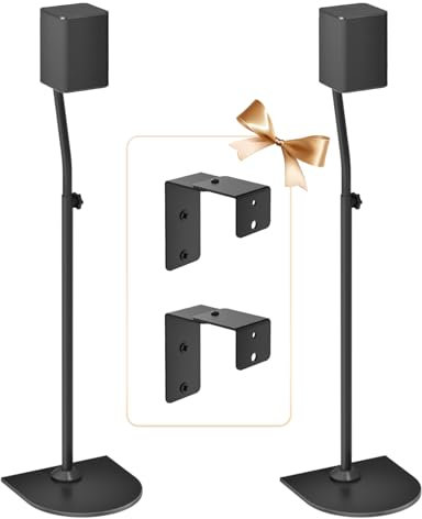 notiela Speaker Stands Pair for Samsung Speakers with Wall Mount, Height Adjustable Extends 33'' to 42'' Floor Stand Cable Management Keyhole or Thread Hole Rear