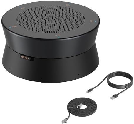 NEARITY A21S Konferenzlautsprecher Zoom-zertifizierte Freisprecheinrichtung, 8 Mikrofonen 16ft Voice Pickup AI 2.0 Geräuschunterdrückung USB Speakermic mit Daisy Chain für Büro & Homeoffice