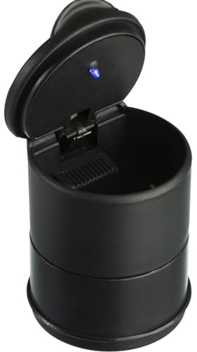 Auto Aschenbecher Für VW Polo V Hatchback 2009-2014, Fahrzeug MüLleimer Mit Deckel Tragbarer Edelstahl Zigarette Windaschenbecher Autoaschenbecher,B/Black