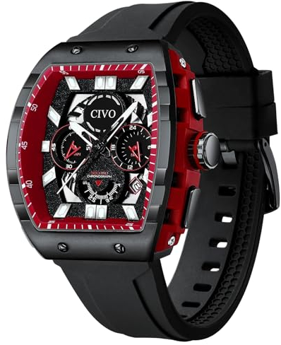 CIVO Herren Uhr Analog-Quarz Schwarz : Wasserdicht Chronograph Armbanduhr Militär