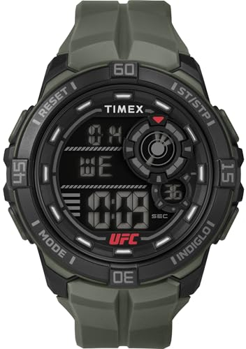 Timex UFC Rush Herren-Armbanduhr, 52 mm, grünes Armband, digitales Zifferblatt, schwarzes Gehäuse TW5M59400