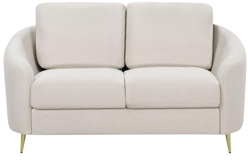 Beliani 2-Sitzer Sofa beige mit Armlehnen goldenen Füßen Glamourös Modern Trosa
