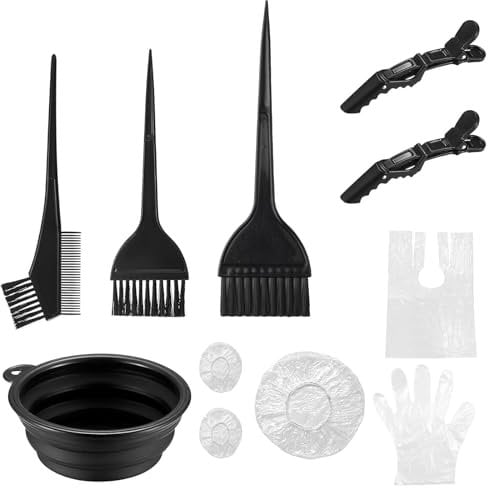 Haarfärbepinsel Set, 10 Stk Haare Färben Zubehör, Haar Färben Färbung Tool, mit Bürstenkamm, Färbebürste, Haartönungsschale Haarfärbeschürze Haarnadeln, Handschuhe, für Salon DIY Haarfärbe Kit