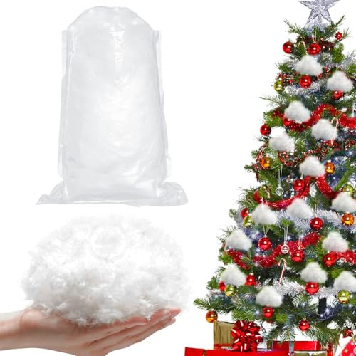 CEWROM Neve Artificiale, 300g Decorazione Natalizia con Neve Finta, Fibra di Cotone Soffice Neve Finta, per Albero di Natale, Villaggio Natalizio, Villaggio Mantello Inverno e Decorazioni Natalizie