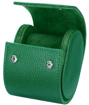 sourcing map Rouleau de montre de voyage portable en cuir à fente unique pour homme et femme, organiseur de rangement de montres avec coussins amovibles pour voyage, rangement à domicile, vert texturé