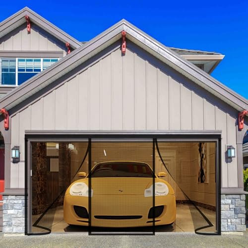 Zanzariera in Vetroresina,300x125cm Rete Anti Insetti Porta Con Schermo Magnetico con gancio laterale per Porte Scorrevoli Garage Nero