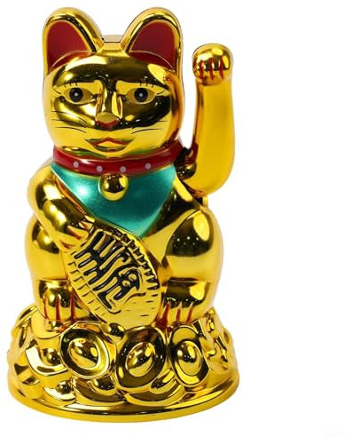 HEIBTENY Glückskatze, Winkekatze Maneki Neko Winkekatze Gold Winke Katze Chinesische Glücks glückskatze Lucky cat deko Katze(4.5inch Gold)