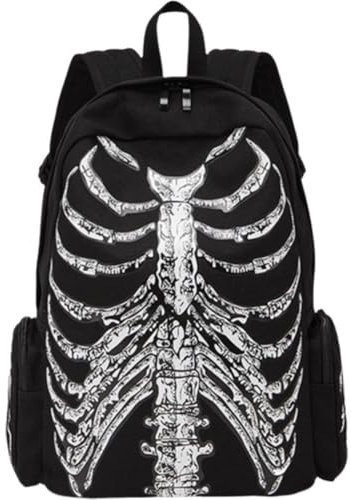 Vobumix Totenkopf-Muster-Rucksack, Holloween-studentenrucksack, Gothic-Punk-Schultasche, Lässiger Reiserucksack Für Männer Und Frauen
