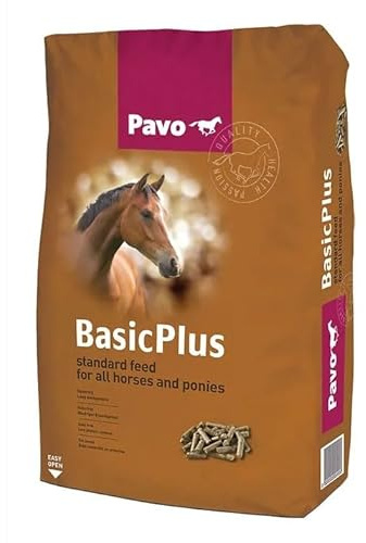 Pienso para Caballo Pavo Basic Plus Saco 20kg: Mantenimiento sin Avena, Bajo Nivel de Proteínas, Ideal para Ejercicio Ligero. Formato Pellet
