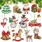 Guidre 12 Set 5D Diamond Painting Weihnachten, Diamond Painting kinder， Weihnachten Diamond Painting Anhänger,Weihnachten Wichtel Painting kit DIY Diamond Painting Schlüsselanhänger