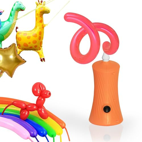 Voircoloria 260 Balloon Pump Electric, Portable Automatic Dual Nozzle Inflator for Long Animal Balloons Birthday Gender Reveal Baby Shower Balloons Party Decorations（Orange）