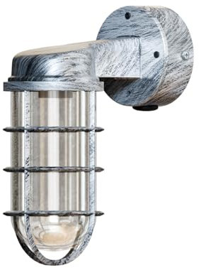 LEDSone Bunker Bulkhead Cage Wall Sconce Lamp Light Wall Metal Cage Shade Fitting Wall Lighting for Indoor Bedroom Hallway Living Room - Cage Only (Brushed Silver with Terminal Box, Without Bulb)