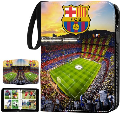Carpeta de Colección de Tarjetas de Fútbol | 50 Páginas con 400 Fundas Protectoras | Álbum Portátil con Álbum Portátil con Asa y Cremallera | Para Coleccionistas, Niños y Jugadores (D)