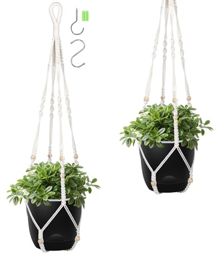 QCQHDU 14.5cm 2 Pcs Self Watering Hanging Plant Pot,Clear Plastic Flower Pots With Holes Indoor fo Outdoor,Macrame Hanger Planters & Baskets,With Hanging Hook and Water-Absorbing Wick