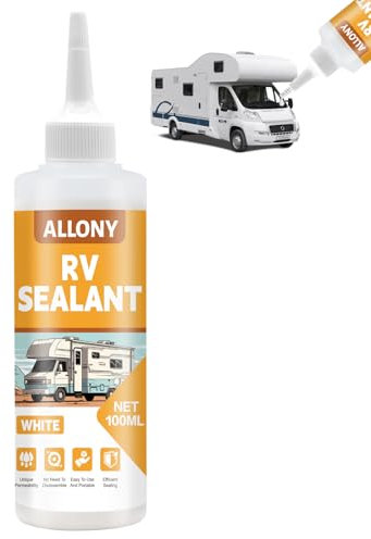Allony Mastic Camping-Cars, Mastic Liquide Anti-Fissures, Liquide Anti-Fissures Blanc, Collage Réparation Raccordement Assemblage sur Carrosserie Camping-Car, Colle Mastic Extra Forte - 100ML