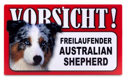 power gift - Auffallendes Warnschild. Schild mit lustigen Text und Hunde Abbildung. Tor, Tür und Gartenschild. Warnzeichen. Sicherheitsschild. Tafel. Tierwarnschild. (AUSTRALIAN SHEPHERD)