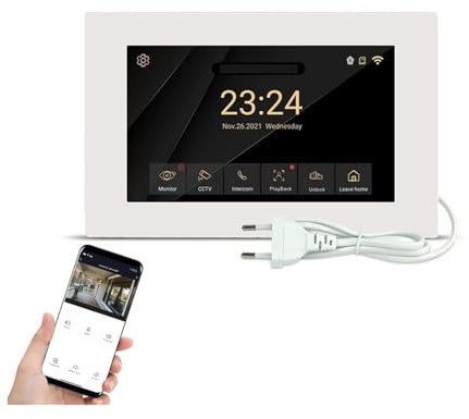 Drahtlose WiFi-Smart-Video-Gegensprechanlage 1080P-Voll-Touchscreen mit kabelgebundener Tür-Smartphone-Sprechfunktion, Ein-Tasten-Entriegelung(R6-M503WA-B)