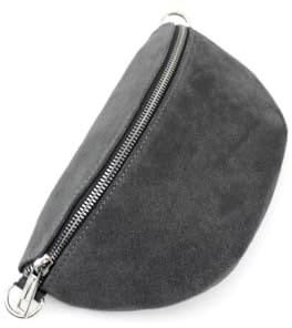 Ladies Girls Fashion Suede Effect Leather Bum/Waist Bag, Women's Sling Bag (Dark Grey)