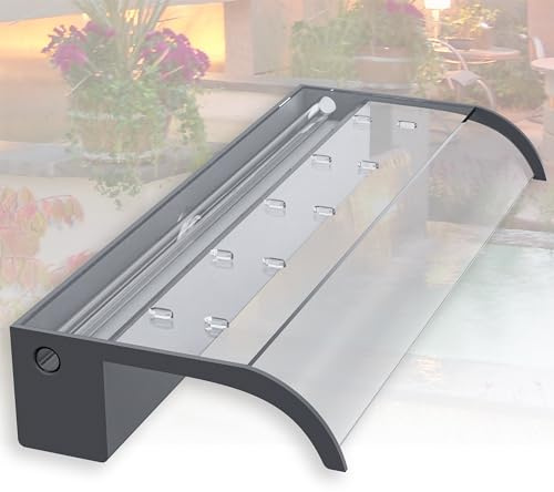 LONGRUNNEW Teich Wasserfallklingen Set, 60 cm Acryl Poolfontäne mit Zubehör, Breite 18 cm Gebogene Auslauf Spritzwand für Garten Patio Teichdekoration
