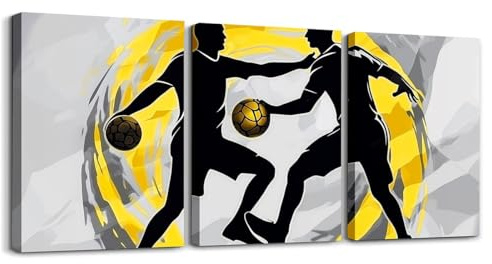 Homewish Handball Silhouette Bild Auf Leinwand Gelb Grau Silhouette Sport Leinwandbilder Handball Liebhaber Wandbilder Wohnzimmer Cool Strudel Dynamisch Digitaldruck Bilder Schlafzimmer 40x30cmx3Pcs