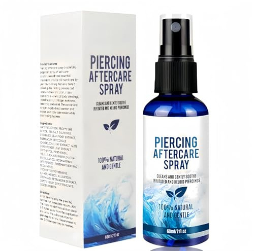 Sterile Saline Spray & Piercing Aftercare Solution,Saline Nasal Spray & Piercing Cleaning Solution for Ears,Nose,Tongue,Navel,Gentle Soothing Mist for Piercing Care & Ear Cleaning,Convenient Daily