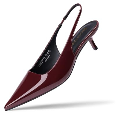 DREAM PAIRS Women's Kitten Slingback Low Closed Heels | 1.77 Comfortable Pumps Pointed Toe Wedding Party Elegant Business Casual Work Dress Shoes