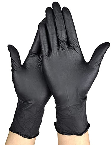 ZOMCHAIN Kids Gloves Disposable, Nitrile Gloves for 7-14 Years - Latex Free Glove for Crafting, Painting,Cleaning (Black-XSmall)