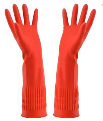 JBJYGSG Guantes Limpieza Guantes limpios, 1 par, tallas S/M/L, rojos, flexibles, de goma, for lavar platos, largos, for el hogar, baño, limpieza, accesorios de cocina(M)