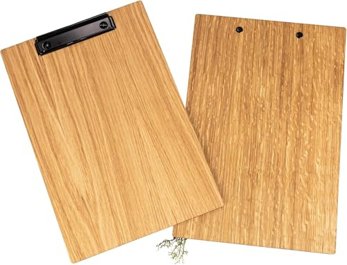 Eiche Klemmbrett DIN A4 - FSC Zertifiziert - Geölt mit Briefklemme Schwarz