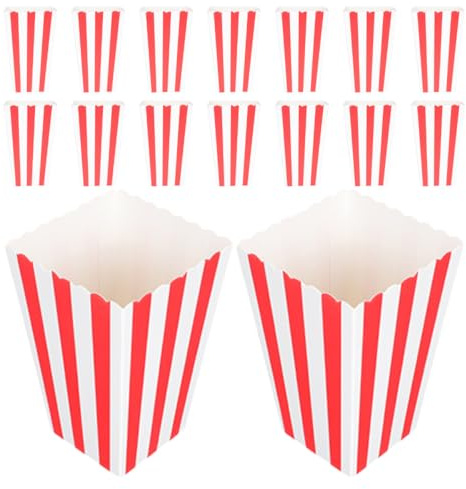 TOMETURE 50pcs Striped Paper Popcorn Boxes Popcorn Cups Carnival Bags Movie Night Party Use