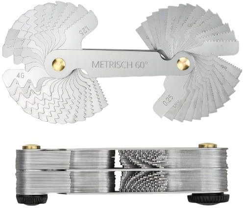 PIKABOOM 52 Feuilles Gabarit de Filetage Métrique Pouce Gabarit de Filetage Acier INOX 60°