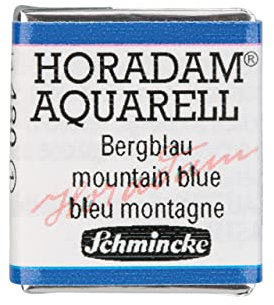 Schmincke – HORADAM® AQUARELL - feinste Künstler-Aquarellfarben, 480 Bergblau, 14 480 044, 1/2 Näpfchen