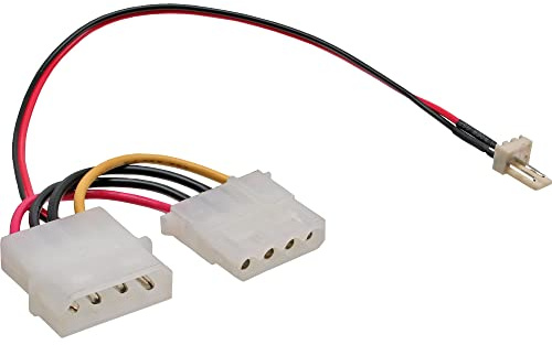 InLine 33344A Lüfter Adapterkabel, 3pol Lüfter an 4pol Netzteil 12V, 0,3m