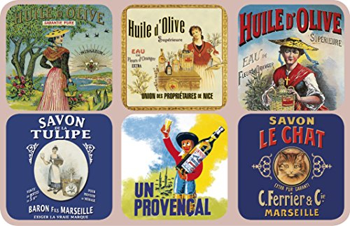 Cartexpo 70669 Divers Lot de 6 sous Verres la Provence Bois/Liège