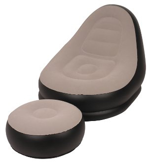 AVENLI Jilong Deluxe Lounge Outdoor & Indoor Sitzsack & Fußablage Sitzkissen mit Hocker 2 teilige Sessel Lounge Kombi, robust aufblasbar velourbeschichtet
