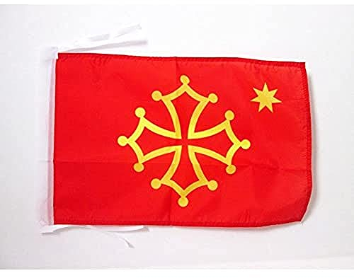 AZ FLAG - Drapeau Occitanie avec étoile - 45x30 cm - Pavillon Occitan - France 100% Polyester Avec Deux Cordelettes - 20g