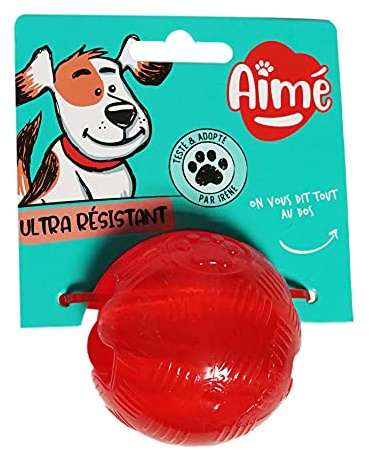 Aimé Hundespielzeug Play Strong Ball – sehr robuster Ball – Zubehör einfach zu verstauen und zu transportieren – Robustes Spielzeug – für das Wohlbefinden des Hundes – Farbe Rot – 6 cm