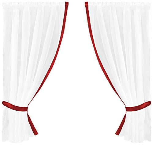 Gardinenset mit Stangendurchzug, Serie: Satin ca. 140x120 cm Auswahl: rot - Bordeaux