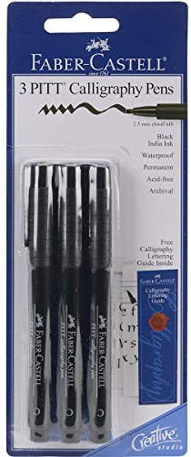 Black Pitt Calligraphy Pen 2 mm Chisel Tip 3/Pack 800076