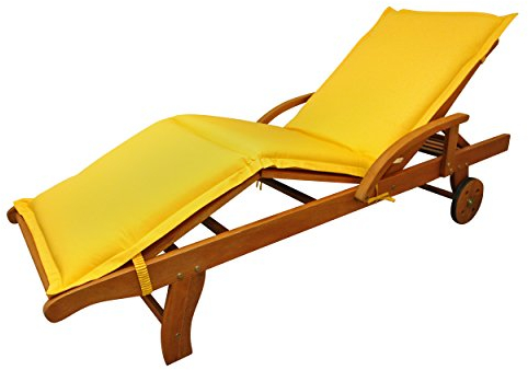 IND-70445-AUSL Liegenauflage Premium, extra dicke Polsterauflage für Gartenliege mit Reißverschluss, 195 x 62 x 9 cm, Gelb