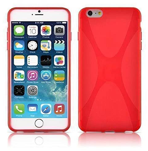 Cadorabo Hülle kompatibel mit Apple iPhone 6 Plus / 6S Plus Schutzhülle TPU Silikon Case X-Line Design Slim Kratzfest Weiche Gummi mit Rundumschutz Case Hülle für iPhone 6 Plus / 6S Plus in Rot