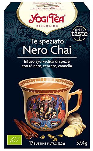Yogi Tea - Chai Negro, Infusión Ayurvédica de Especias con Té Negro, Jengibre y Canela - 17 Bolsitas, 37,4g