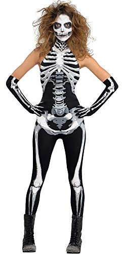 amscan 844608 Adults Sexy Bone-A-Fied Babe Fancy Dress Halloween Skeleton Costume UK Dress 10-12