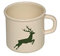 Riess, 0221-072, Emaille Topf mit Bördel, Kaffeebecher, Durchmesser 8cm, 0.375 Liter Inhalt, 3/8 Liter, LBH 11,1x8,8x8,4cm, Gew. 0,192kg (HIRSCH GRÜN)