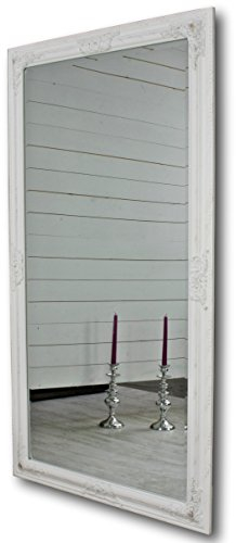elbmöbel Wandspiegel groß in weiß antik mit Holz-Rahmen barock 132 x 72cm