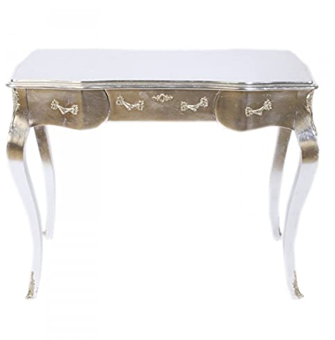 Casa Padrino Luxus Barock Schreibtisch/Konsole Silber inkl. Glasplatte 97 x 78 x 48 cm - Sekretär Luxus Möbel