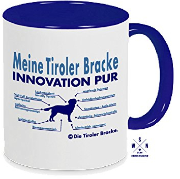 siviwonder Tasse Kaffeebecher Tiroler Bracke Innovation Teileliste Hund blau Geschenk für Kaffeetrinker Hundebesitzer Büro lustige Tasse Becher für Hunde Fans Geschenkidee