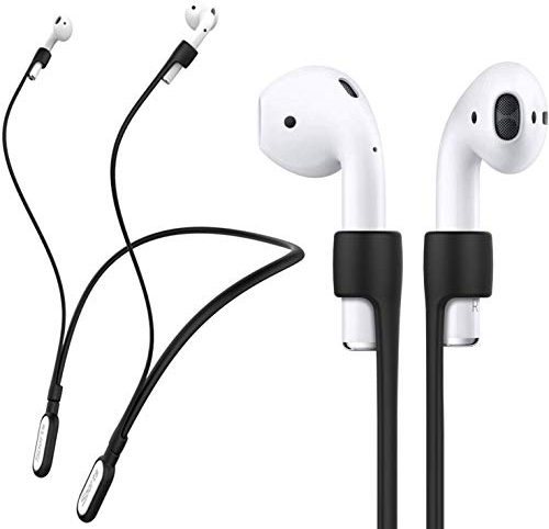 GOGOSODU Halteband kompatibel mit/für AirPods Pro, Silikon, Anti-Verlust, Nackenband, Kabelverbinder, Sport-Nackenbügel, kompatibel mit AirPods 3, Pro, 2 und 1, kabelloses Laden, Schwarz mit Weiß