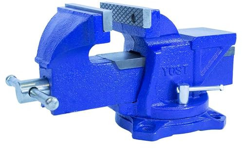 Yost Vises BV-6 Schraubstock | 15,2 cm Backenbreite | robuster Schraubstock | sicherer Halt mit 120° Drehfuß | hergestellt aus Gusseisen | Allzweck-Schraubstock | pulverbeschichtet blau