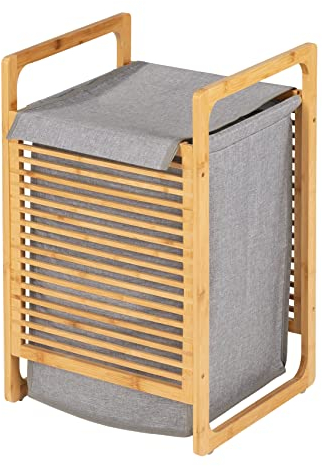 WENKO Wäschetruhe Bahari aus Bambus - Wäschekorb Fassungsvermögen: 43 l, Bambus, 40 x 60 x 35 cm, Braun, 60 x 35 x 40 cm
